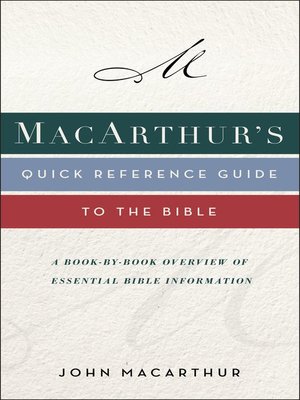cover image of MacArthur's Quick Reference Guide to the Bible